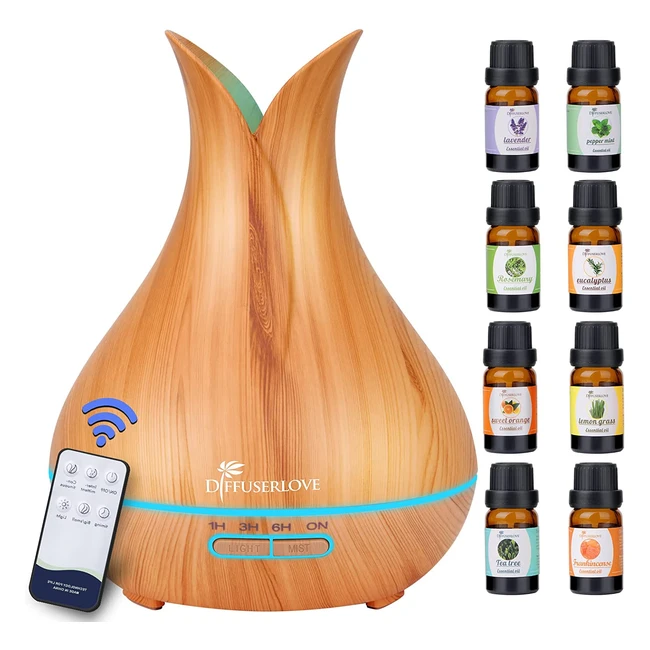 Essential Oil Diffuser - Whisper Quiet, Remote Control, Aromatherapy, Humidifier - for Home, Bedroom, Spa - Ref. #DL-001