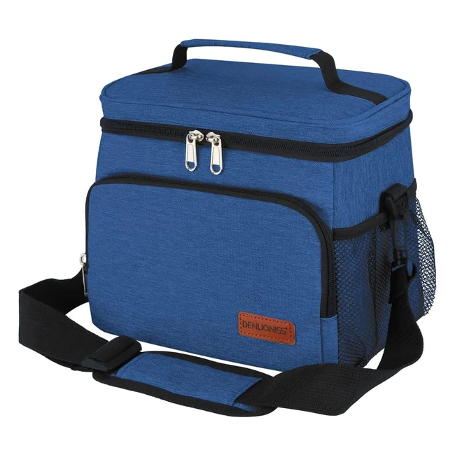 Homchen Insulated Picnic Lunch Bag - Large, Grid Light Blue, Eco-Friendly, 34Hrs Freshness