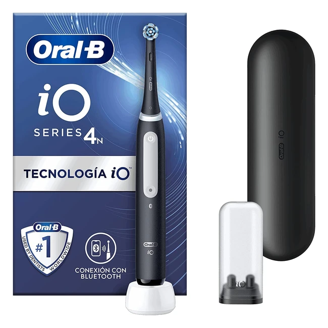 Cepillo de dientes eléctrico OralB IO4 con tecnología IO, 1 mango recargable, 1 cabezal y funda de viaje - Negro