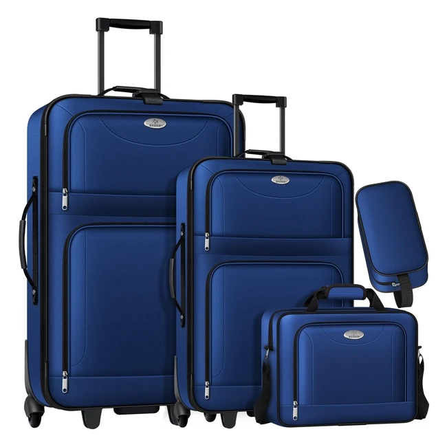 Kesser 4-teiliges Trolley-Koffer-Set mit Rädern, Business-Set, S M L XL, blau