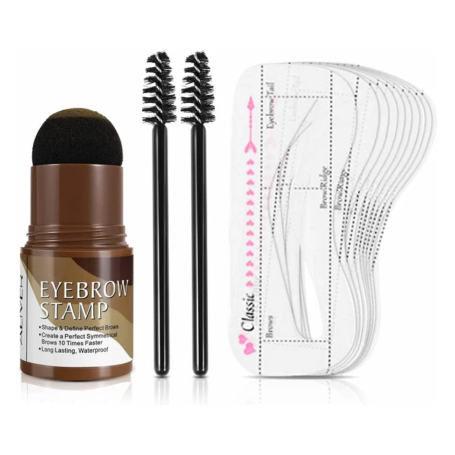 Professional Waterproof Eyebrow Stamp Kit - 10 Styles & 2 Brushes Included