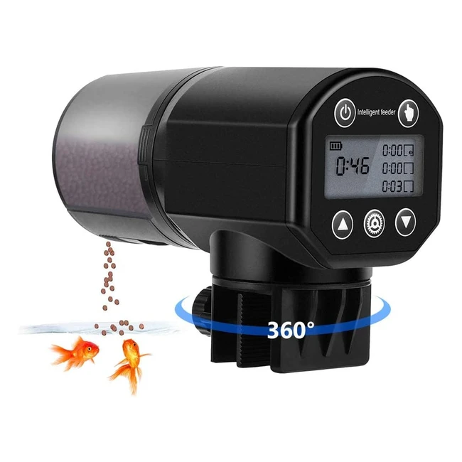 Mangiatoia automatica per acquario con timer digitale e rotazione a 360° - 200ml