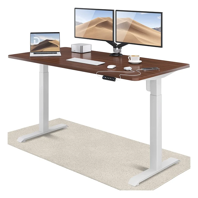 Desktronic Höhenverstellbarer Schreibtisch 160 x 80 cm mit Ladesteckdosen, elektrisch höhenverstellbarer Tisch mit Touchscreen-Steuerung und Stahlbeinen