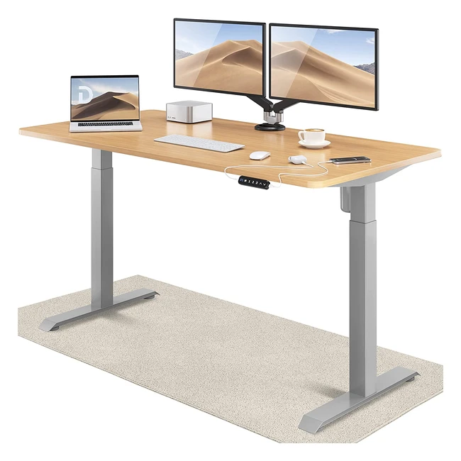 Desktronic Höhenverstellbarer Schreibtisch 160x80cm mit Ladestationen - Elektrischer Steh-Sitz-Tisch mit Touchscreen und Stahlbeinen