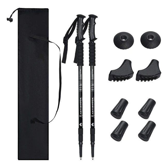 Bâton de Randonnée Flintonic - Ultra Léger, Antichoc, Antidérapant, Télescopique, avec Accessoires et Sac