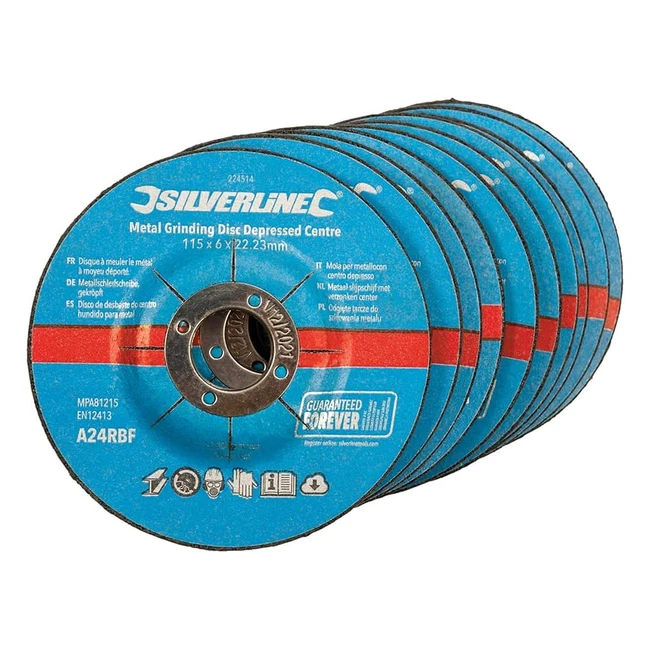 Dischi molatura metallo Silverline 224514 - 10 pezzi 115x6x222mm