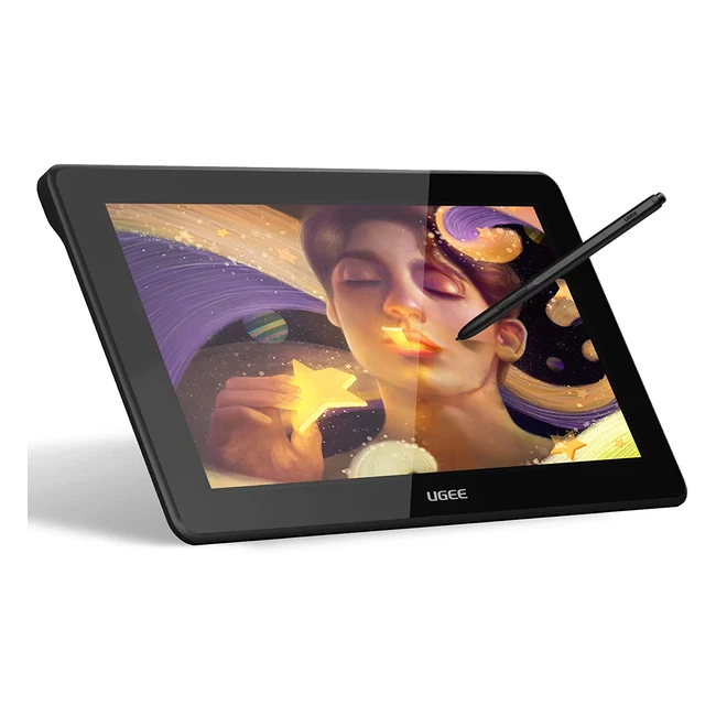 Ugee U1200 11.9 inch Drawing Tablet with Screen, Battery-Free Pen & Glove - 8192 Pressure Sensitivity, 90% NTSC Display for Windows/Mac/Android/Linux