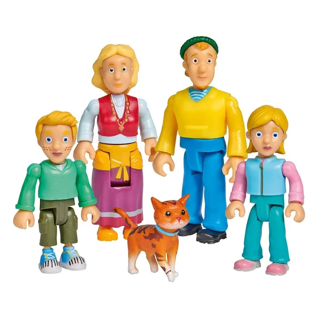 Set di personaggi Sam Famiglia Jones con gatto tigre completamente mobile - Sim