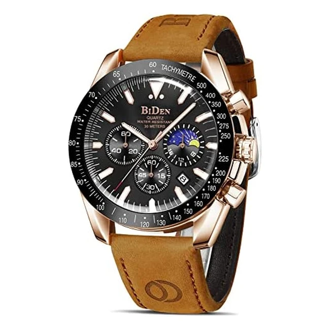 Hanposh Herrenuhr Chronograph Edelstahl Wasserdicht - Business Casual Uhr für Männer