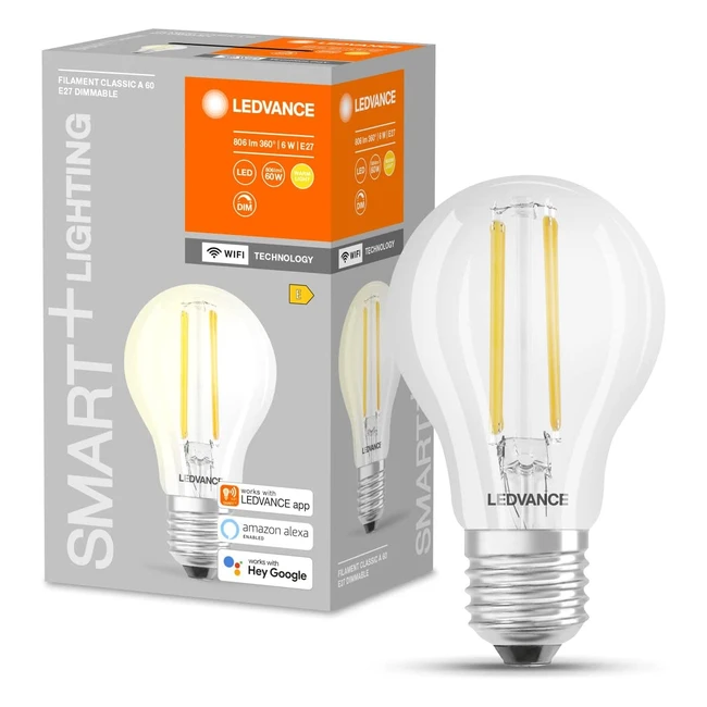 Lámpara LED inteligente LEDVANCE WiFi E27 regulable 2700K - Sustituye 60W
