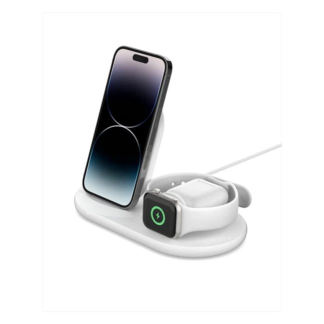Belkin 3in1 Wireless Charger - Fast Charging Station for iPhone, Apple Watch, and AirPods - White
