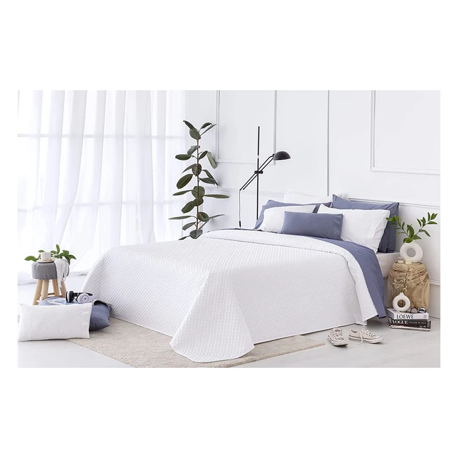 Colcha Bout Fina Piqu Primavera-Verano-Otoño-Invierno 100% Microfibra Suave - Cama 140/150/160 - 250x260cm Blanco