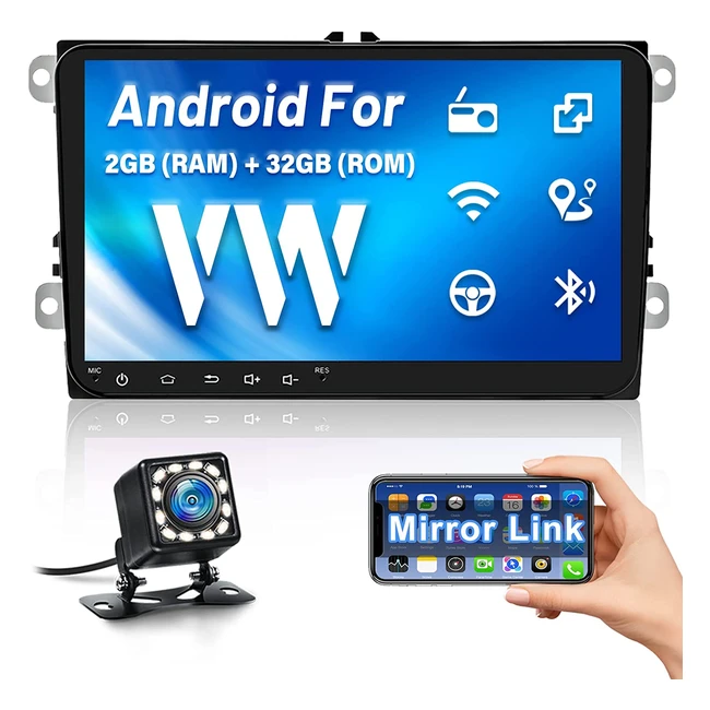 Autoradio Android Hikity 232g pour VW Golf 5 6 Passat Polo Caddy Touran - 9'' Tactile GPS Bluetooth Main Libre