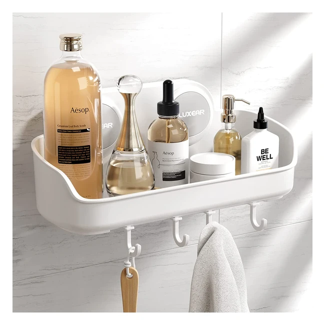 Mensola doccia ventosa Luxear - resistente, impermeabile e senza foratura con apertura di drenaggio per shampoo e gel doccia