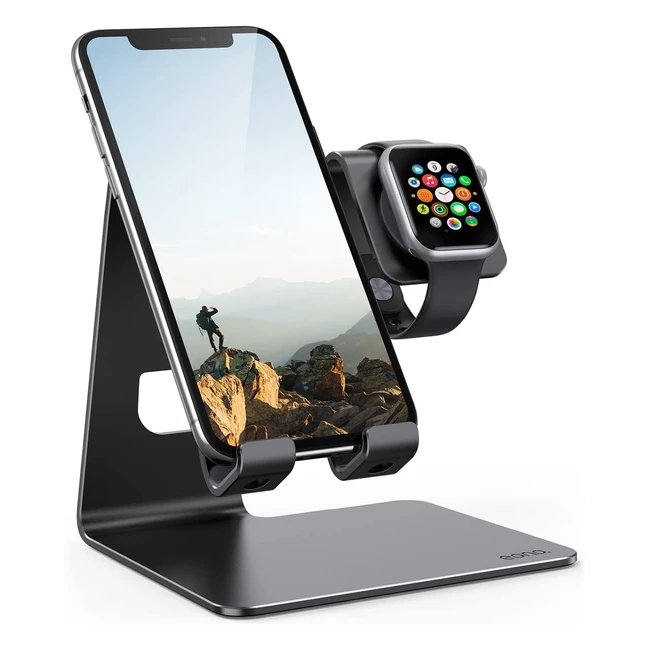 Eono 2-in-1 Apple Watch & Phone Stand - Desktop Charging Dock for iPhone & Apple Watch | Sturdy Metal, Rubber Cushion, Cable Management | Compatible with iPhone 14 Pro Max, 13 Mini, Samsung Galaxy & More