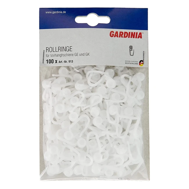 Gardinia 100 weiße UV-beständige Kunststoff-Rollringe für Vorhangschienen GE und P2U - Einfache Installation und diskretes Design
