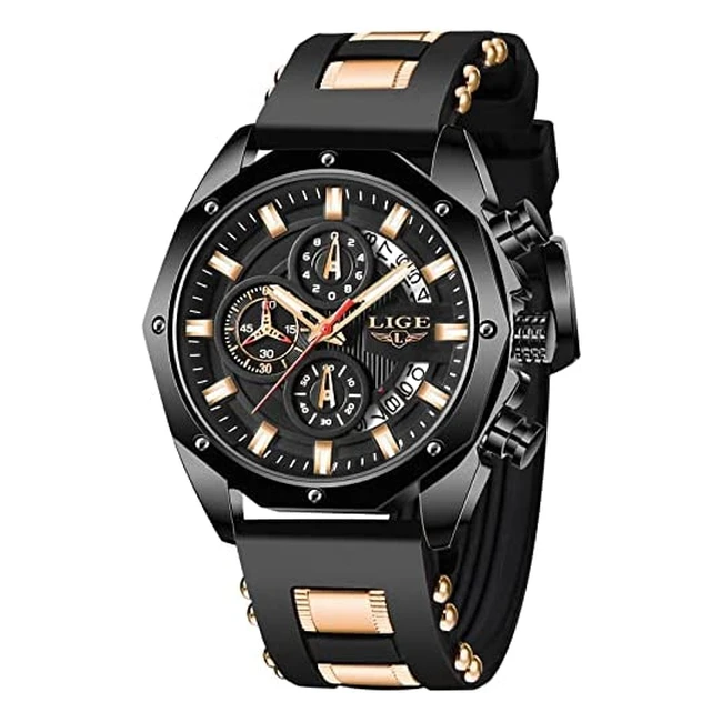 LIGE Men's Fashion Sports Watch - Waterproof Chronograph Analog Quartz Stainless Steel Wristwatch