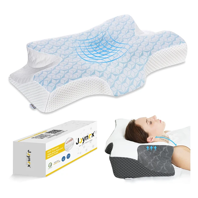 Joynox Memory Foam Contour Pillow for Neck and Shoulder Pain - Ergonomic Orthopedic Support for Side, Back, and Stomach Sleepers - Blue