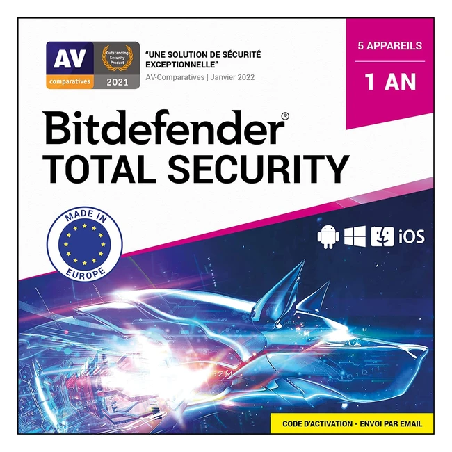 Bitdefender Total Security 2023 - Protection complte pour 5 appareils