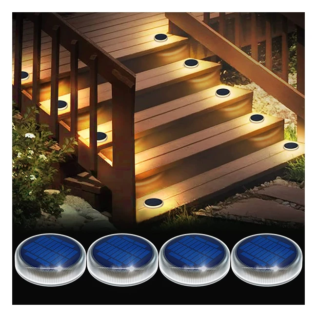 Lámpara Solar Jardín 24 LED 360° IP68 Impermeable - 4 Pack