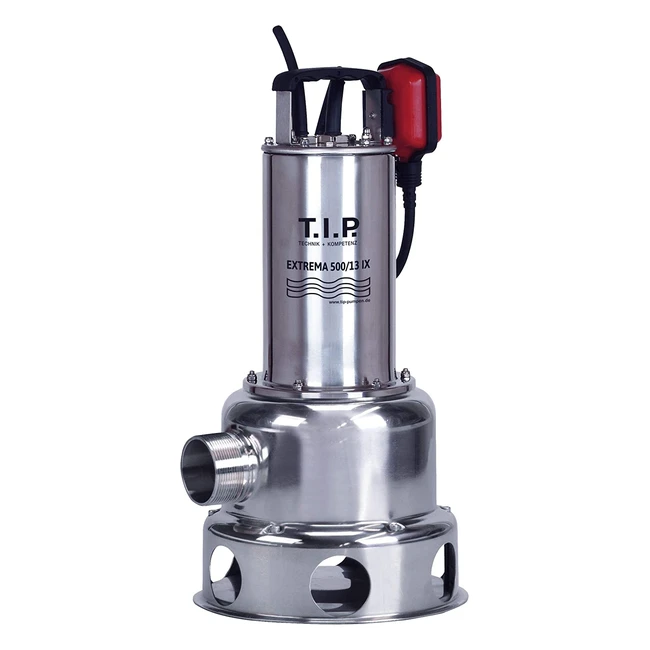 Pompe à eau submersible Tip Extrema 50013 Pro - Débit de 30000 L/h - Robuste et thermorésistante jusqu'à 50°C - Hauteur de refoulement de 14 mètres - Inox et fonte - Argent