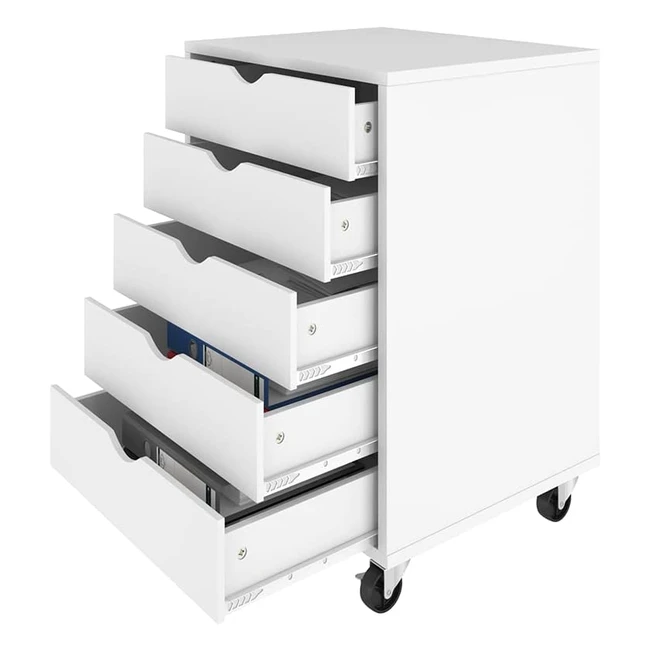 Yitahome 5-Drawer Chest Mobile File Cabinet - White 187W x 157D x 252H - Spaci