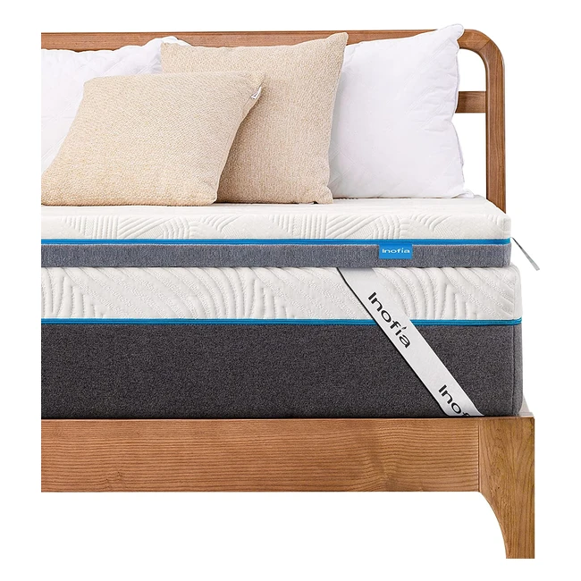 Inofia Sleep Memory Foam Mattress Topper - Small Double Bed - Latexch - Medium Firm - Back Pain Relief - Removable Cover - CertiPUR-US