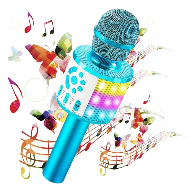 Microfono Karaoke Bluetooth Wireless per Bambini - Hayruoy 5 in 1 con Luci LED Colorate - Regalo Bambina 3-10 anni - Compatibile con Android/iOS