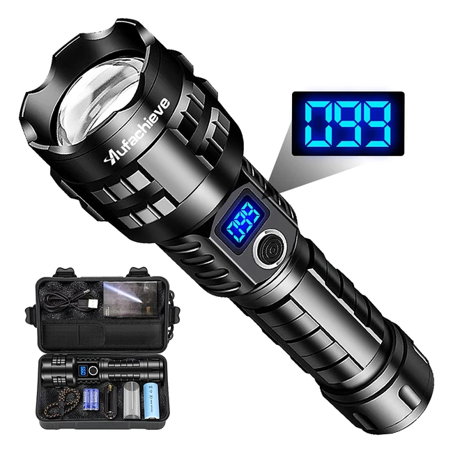 Linterna LED Recargable USB Táctica Policial Militar XHP70 15000 Lumens - Alta Potencia y Zoom