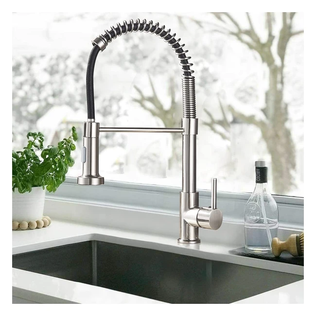 Robinet de Cuisine Douchette Extractible en Laiton Nickel Brossé - Césinkin