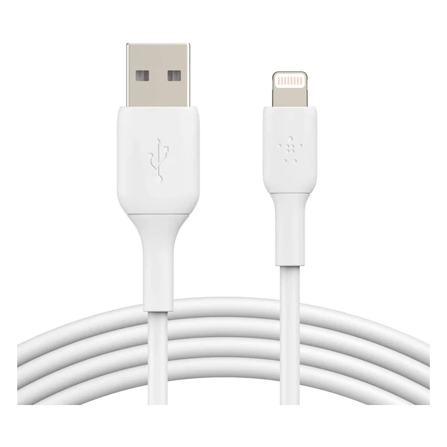 Câble Belkin Boostcharge Lightning vers USB pour iPhone - Blanc 1m (Pack de 2)