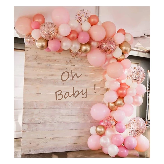 Kit Compleanno Rosa con 147 Palloncini in Lattice Naturale - Decorazione Matrimonio, Battesimo, Festa San Valentino - Include Corda e Punti Adesivi