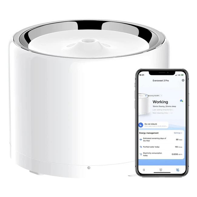 Fuente Automática Petkit para Gatos y Perros - Acero Inoxidable 304 - Sin Bacterias - 3 Modos de Trabajo