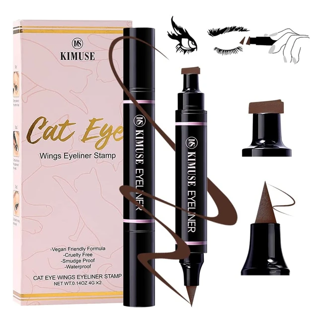 Kimuse Winged Eyeliner Stamp2 - Brown Waterproof Smudge Proof Long Lasting Makeup Liquid Eye Liner