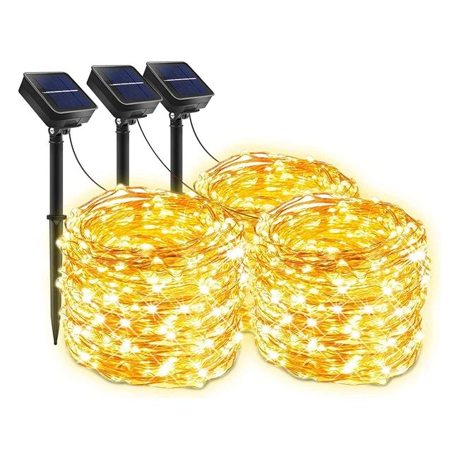 Guirnalda Luces LED Solar de Hadas para Exterior - 300 LED 30m Alambre de Cobre IP65 Impermeable Decoración Navidad Terraza Balcón Árbol Patio Boda Casa