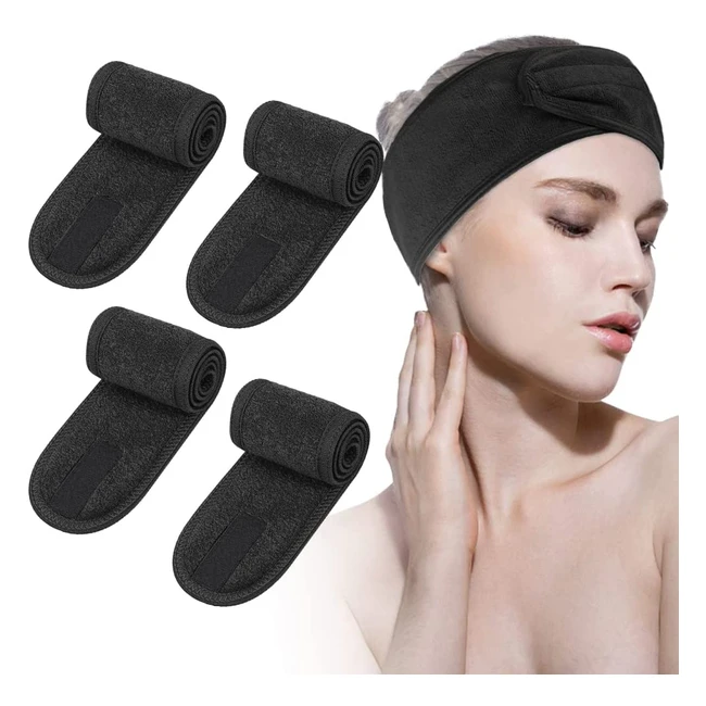 4pcs Spa Headbands for Women  Girls - Non-slip  Adjustable - Perfect for Skinc