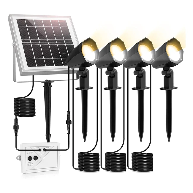 Linke Solar Spot Lights - 4 in 1 Outdoor Garden LED Spotlight with 3 Color Temperature Modes and IP66 Waterproof Design