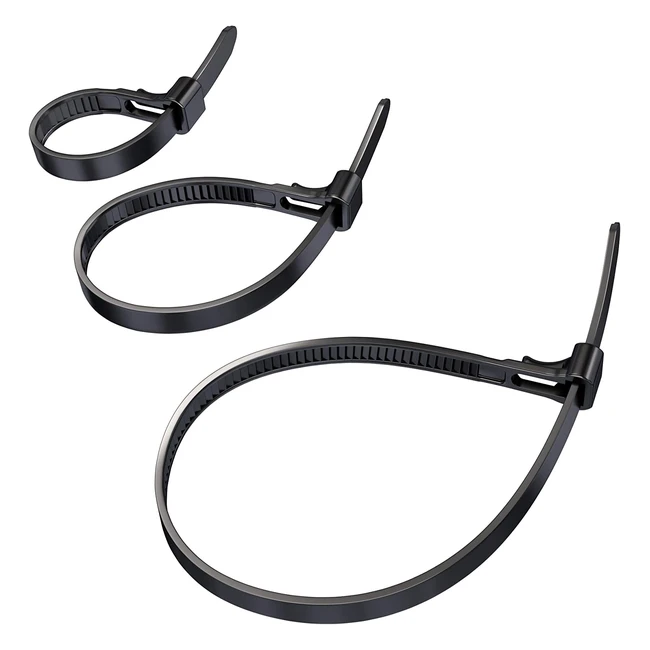 Sujetacables Kabeldirekt 74mm x 100 150 200mm - 3x40 Unidades de Nailon Flexible en Negro