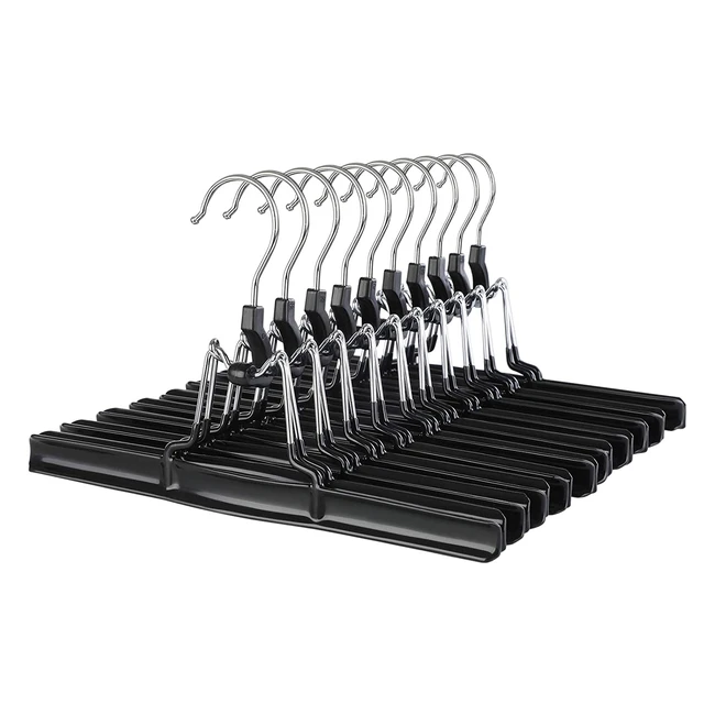 Songmics Kleiderbügel für Hosen und Röcke, 10 Stück, drehbarer 360° Haken, ABS-Kunststoffverschluss, weiß und schwarz