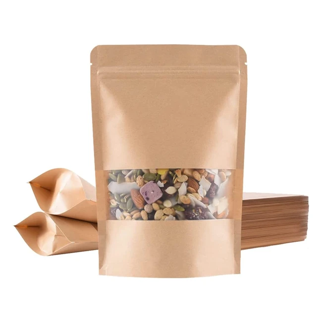 100 sacs papier kraft avec fenêtre - Miorkly - résistant à l'humidité et imperméable