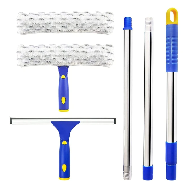 Raclette pour nettoyage vitres ITTAHO - 30cm, microfibre 28cm, manche acier inoxydable, extensible pour voiture, 2 tampons