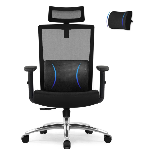 Sedia da ufficio ergonomica Daccomax con supporto lombare e poggiatesta regolabili - Carico 200 kg