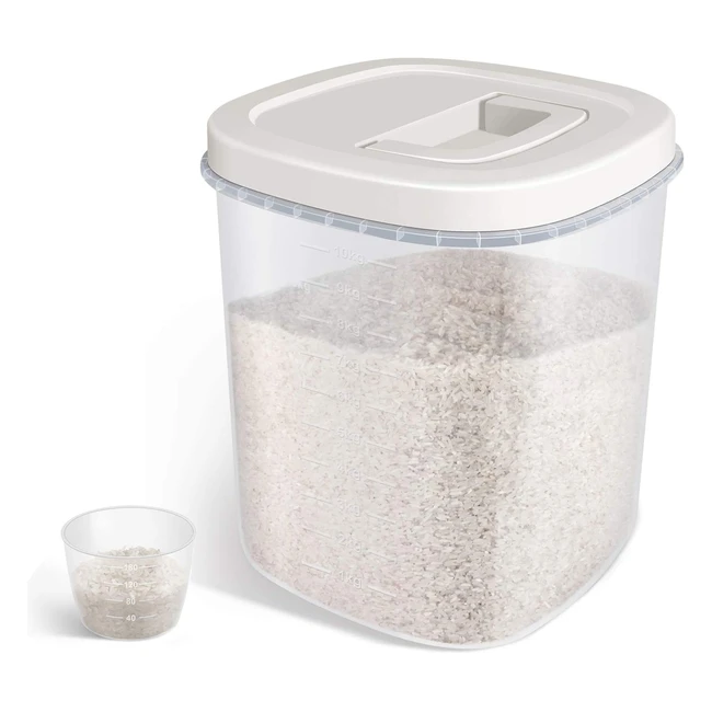 TBMax Rice Storage Container 10L - Airtight Food Container with Measuring Cup - BPA Free Plastic Bin for Kitchen