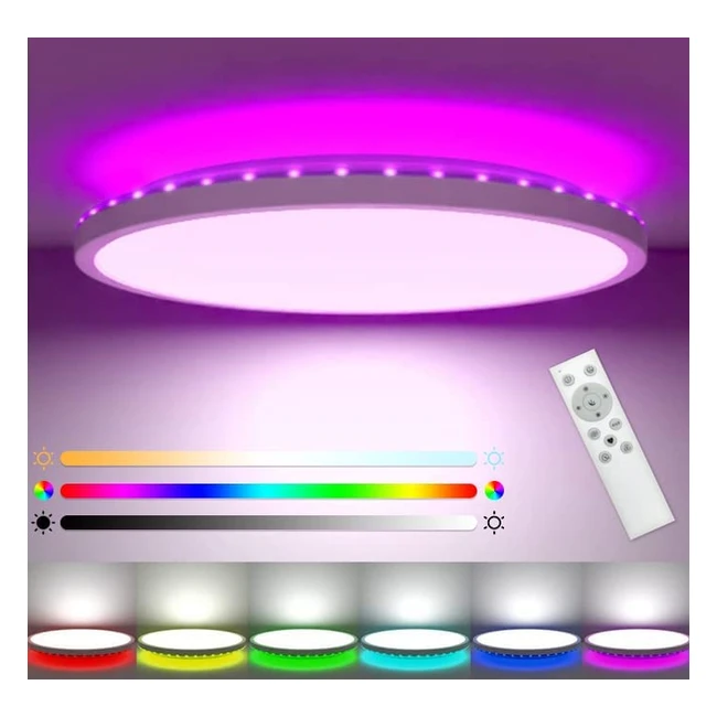 Dimmable LED Ceiling Light 24W 3200lm RGB Color Changing with Remote Control - P