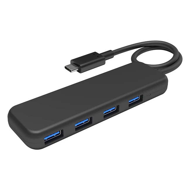 Hub USB-C 4 Ports Slim KabelDirekt - Compatible Macbook, PC, Tablette, Smartphone - USB 3.0 SuperSpeed 5 Gbits - Noir