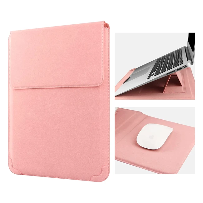 Hoyixi 13-inch Laptop Sleeve Case - Waterproof PU Leather Bag for MacBook Air/Pro, Surface Pro 8/Go 3, Dell/Lenovo/HP/Asus/Acer PC - Pink