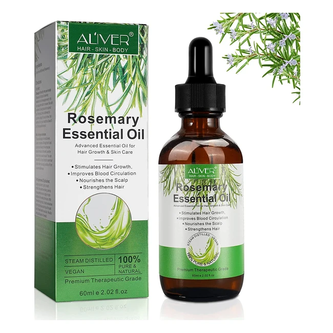 Aceite Esencial de Romero para Piel y Cabello - Natural y Puro - 60 ml