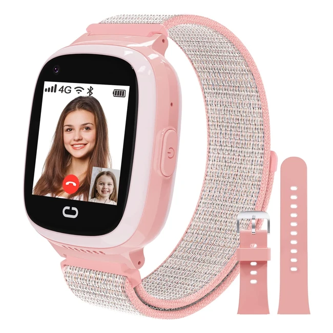 Reloj Inteligente Niños 4G con GPS y Llamadas - Smartwatch Multifuncional para Niños y Niñas - Rosa