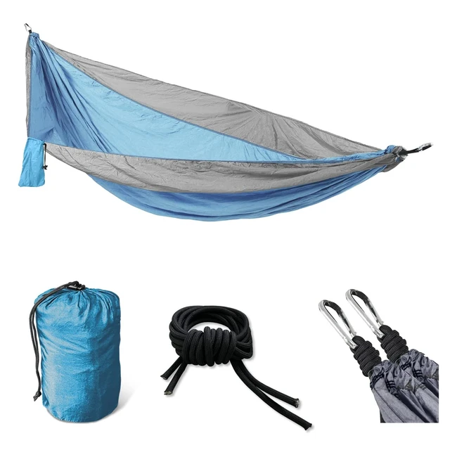 Ultraleichte Outdoor-Hängematte von svita - 270x140 cm - Hellblau/Hellgrau