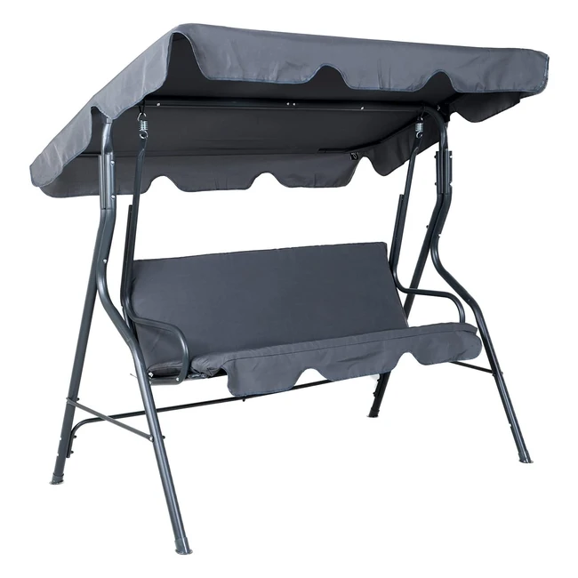 Svita Hollywoodschaukel 3-Sitzer Metall mit Sonnendach und UV-Schutz